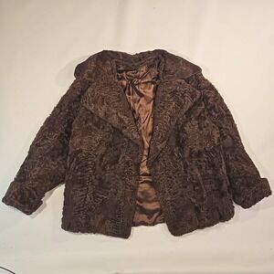 1950s VTG Brown Fur Coat Karakul Lamb S Astrakhan Punk Distressed Persian Jacket